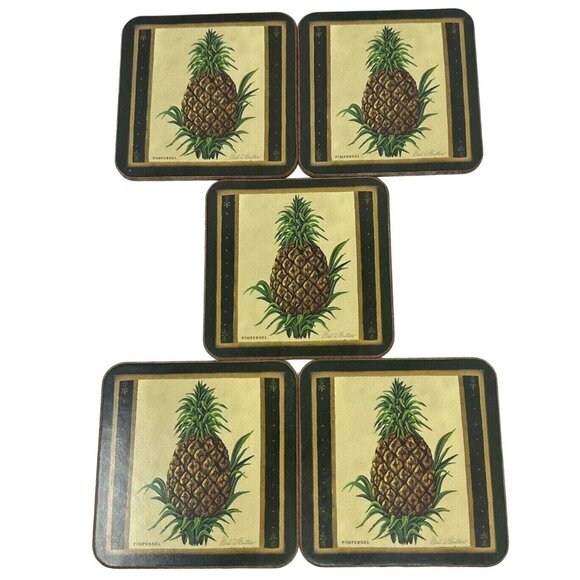 Pimpernel Pineapple Coasters Set of 5 Tropical Fruit Design by Gail A Butler - Picture 2 of 6